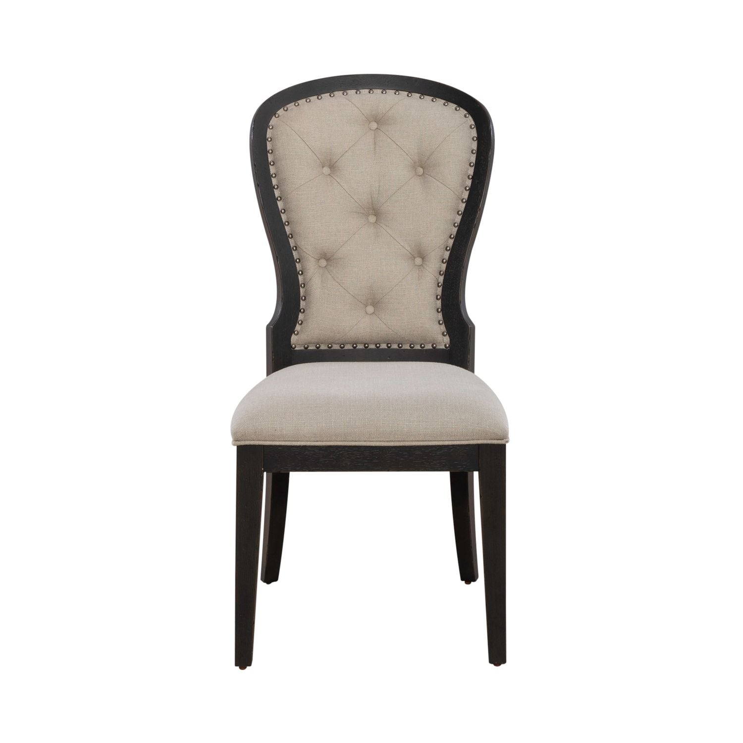 Americana Farmhouse Uph Tufted Back Side Chair - Black