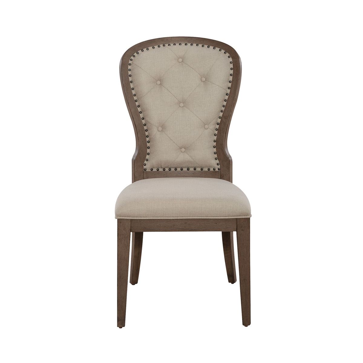 Liberty Furniture Americana Farmhouse Uph Tufted Back Side Chair (Set of 2) in Dusty Taupe & Black image