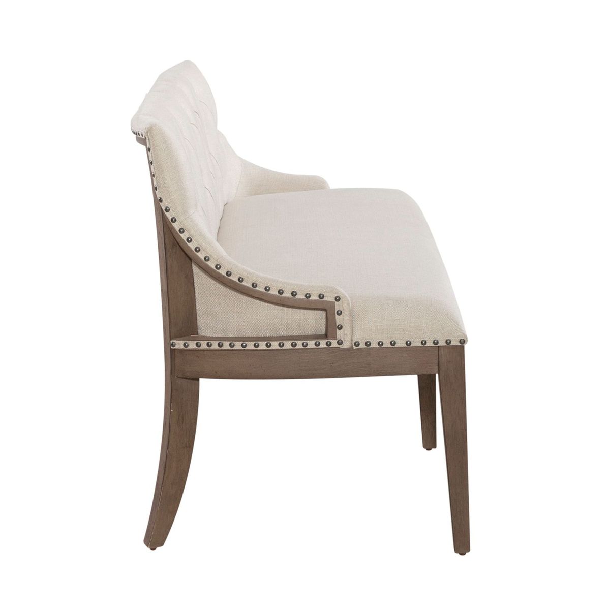 Liberty Furniture Americana Farmhouse Uph Shelter Dining Bench in Dusty Taupe & Black - Luxury Home Furniture (MI)