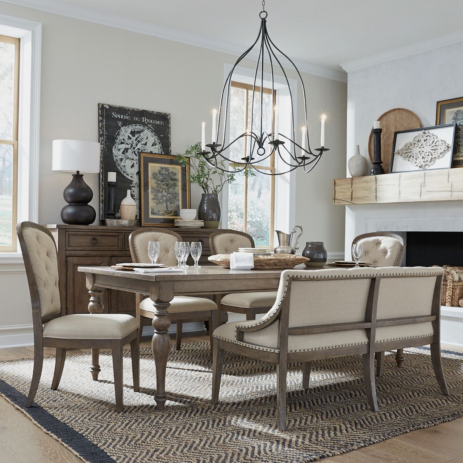 Americana Farmhouse Optional 6 Piece Leg Table Set image