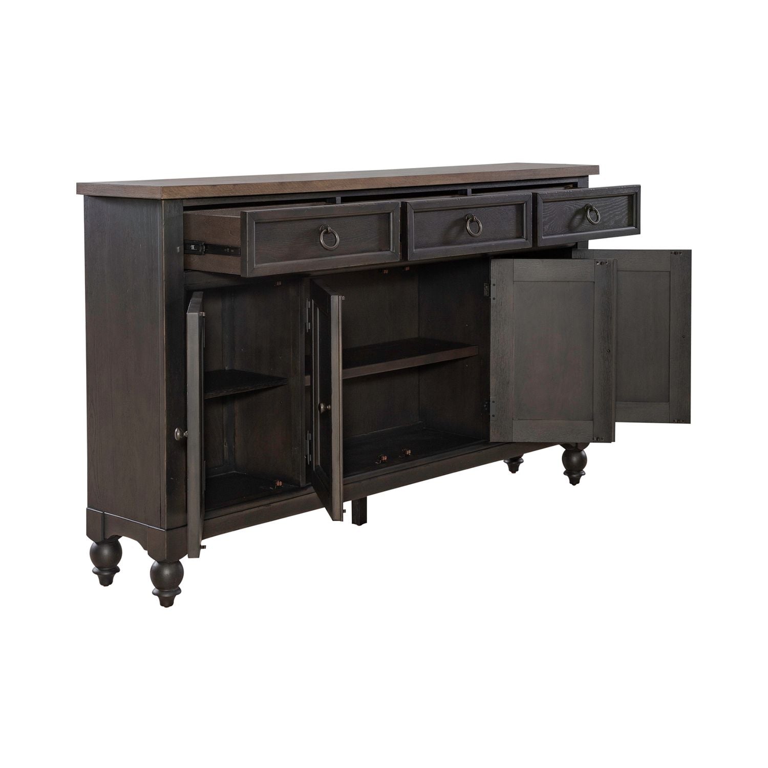 Americana Farmhouse Hall Buffet in Dusty Taupe & Black - Luxury Home Furniture (MI)