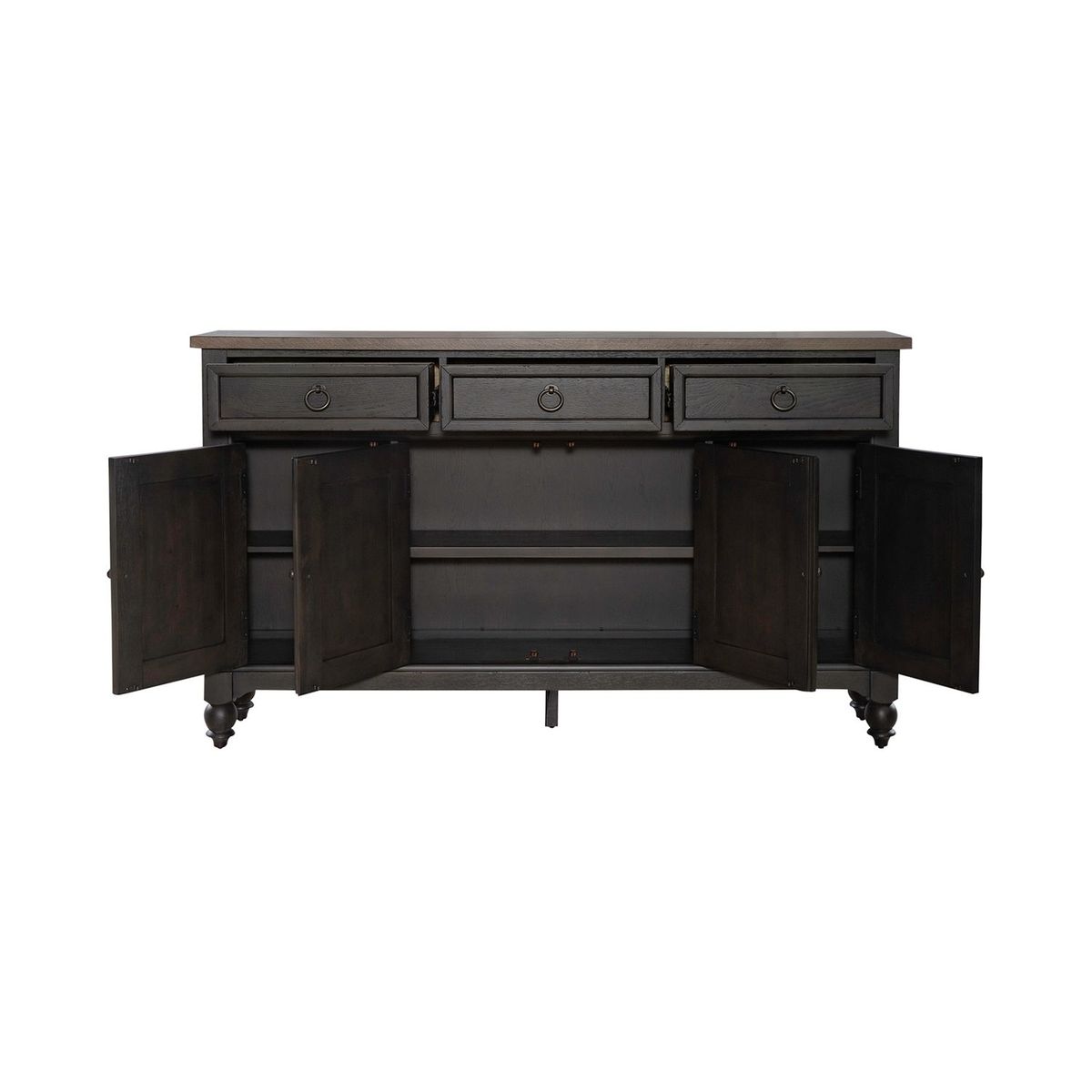 Liberty Furniture Americana Farmhouse Hall Buffet in Dusty Taupe & Black - Luxury Home Furniture (MI)