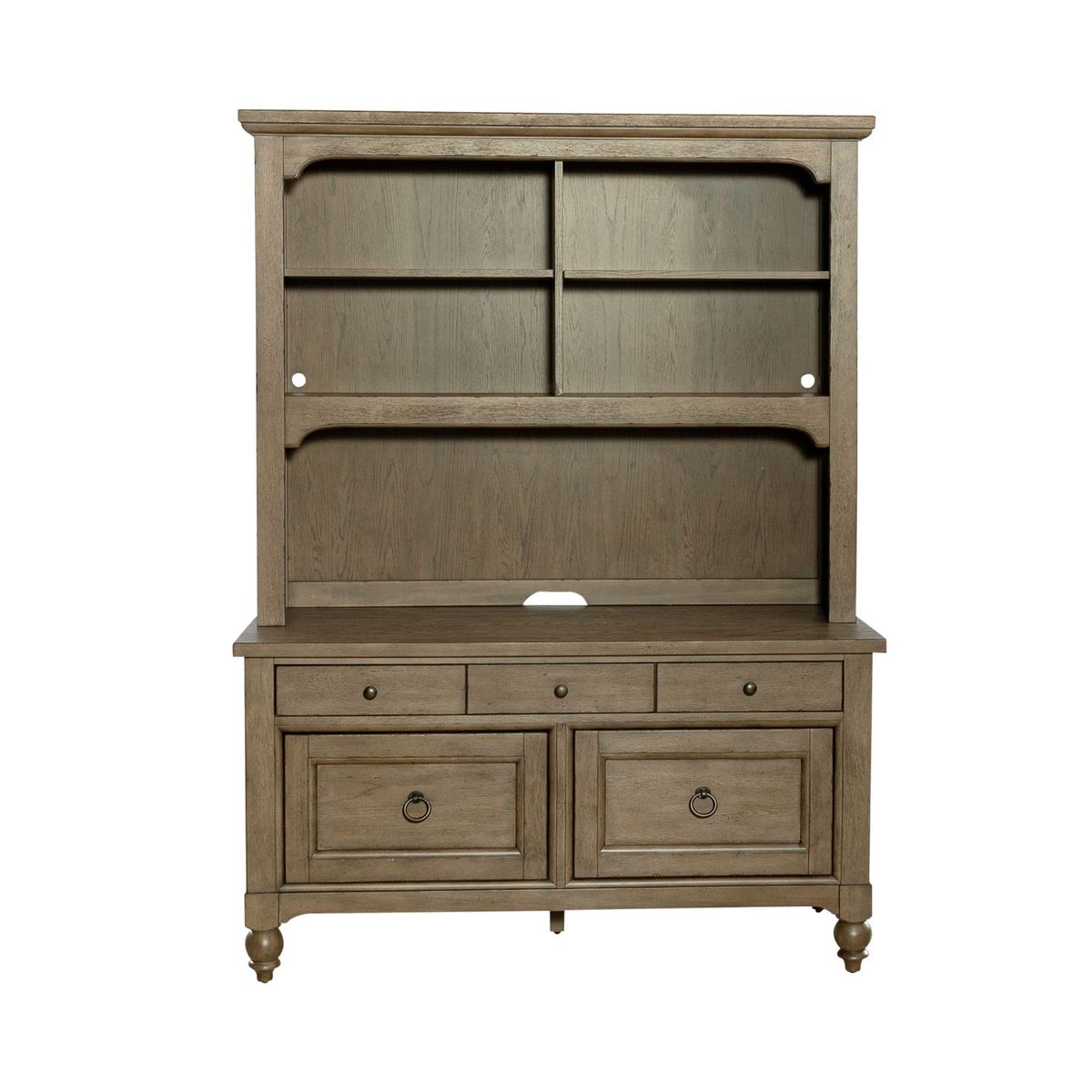 Liberty Furniture Americana Farmhouse Credenza & Hutch in Dusty Taupe - Luxury Home Furniture (MI)