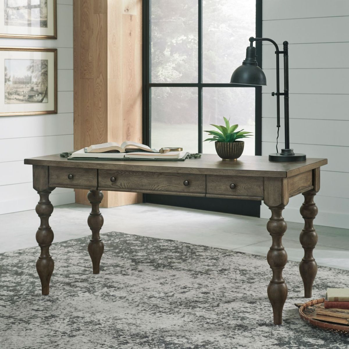 Liberty Furniture Americana Farmhouse Writing Desk in Dusty Taupe - Luxury Home Furniture (MI)