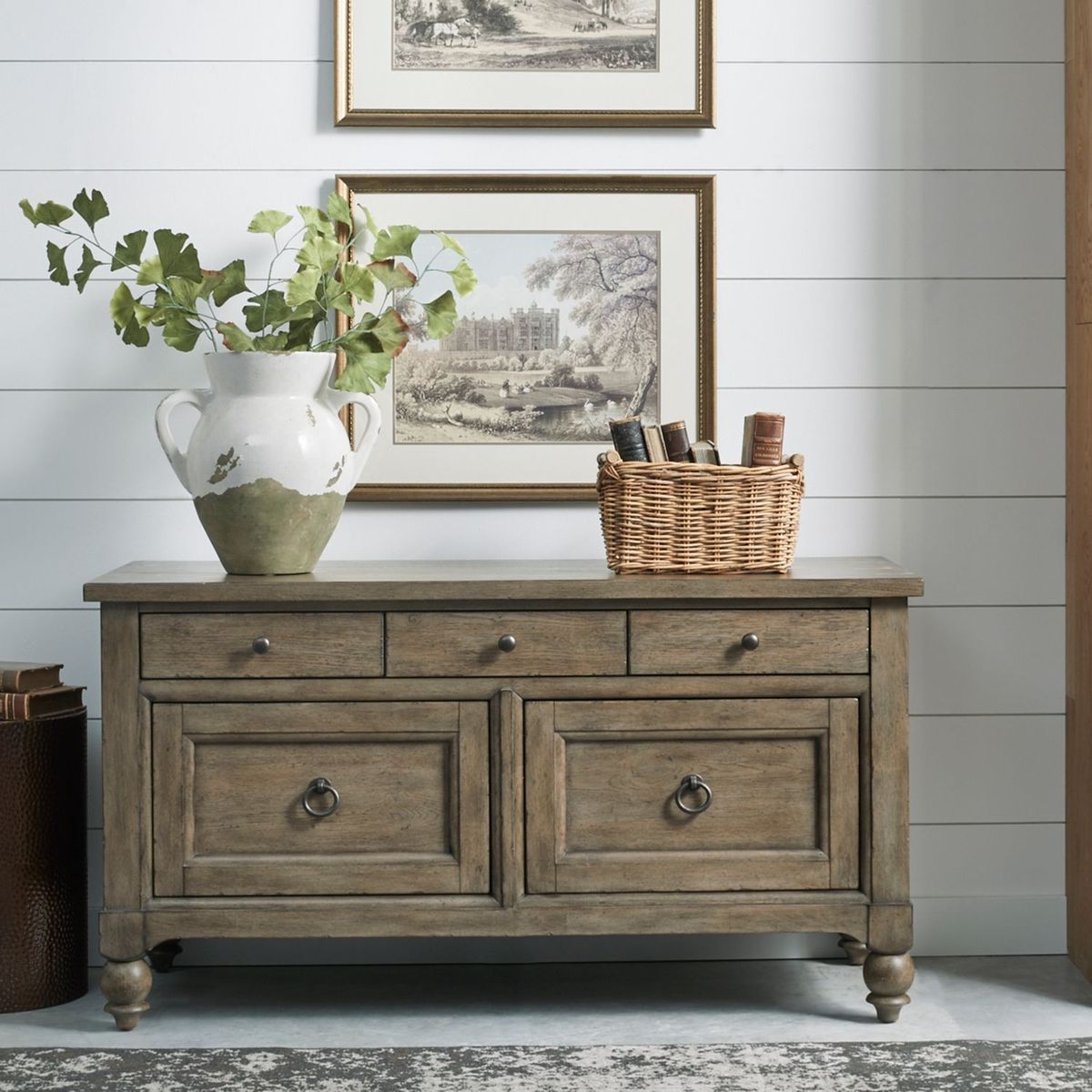Liberty Furniture Americana Farmhouse Credenza in Dusty Taupe - Luxury Home Furniture (MI)