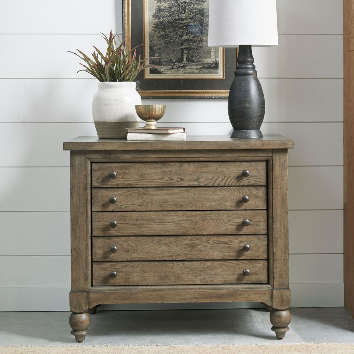 Liberty Furniture Americana Farmhouse Lateral File Cabinet in Dusty Taupe - Luxury Home Furniture (MI)