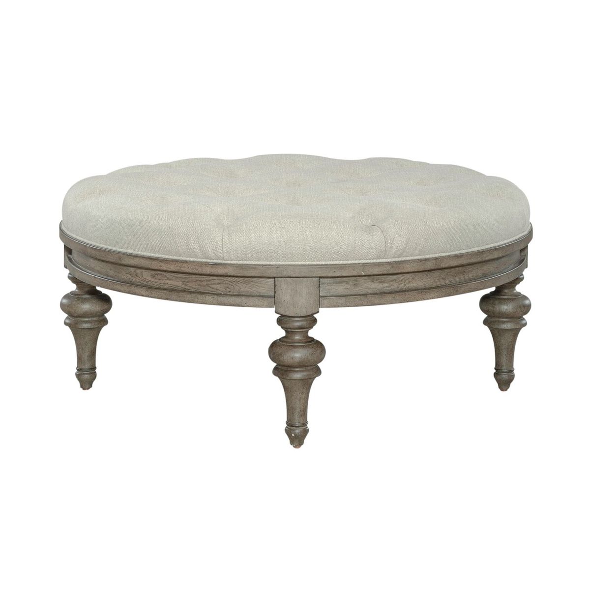 Liberty Furniture Americana Farmhouse Round Cocktail Ottoman in Dusty Taupe - Luxury Home Furniture (MI)