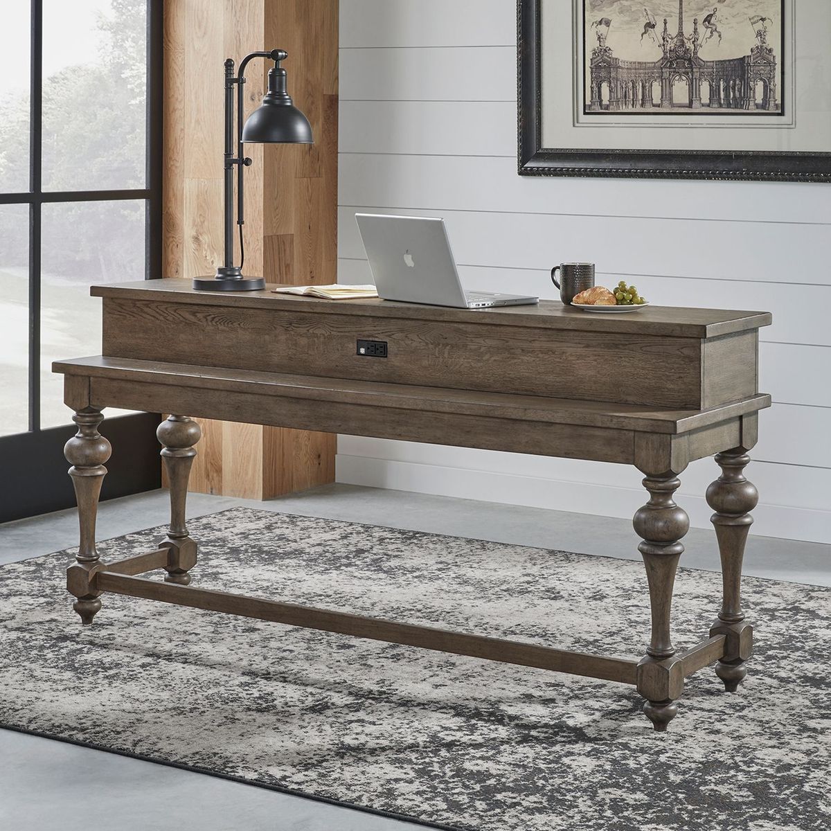 Liberty Furniture Americana Farmhouse Console Bar Table in Dusty Taupe - Luxury Home Furniture (MI)