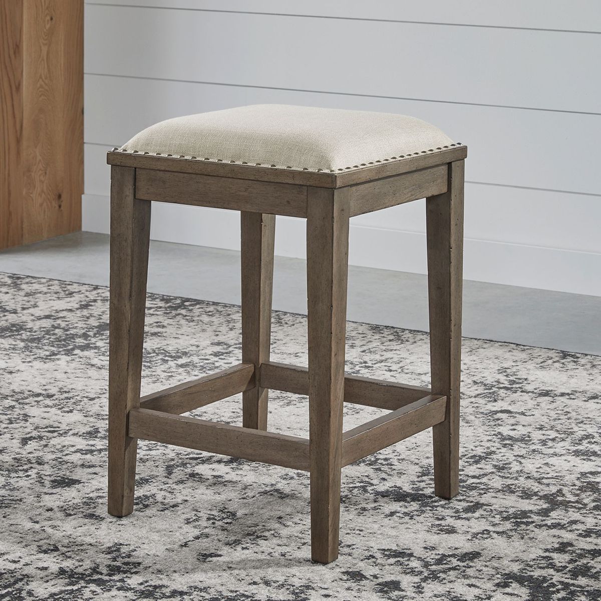 Liberty Furniture Americana Farmhouse Upholstered Console Stool in Dusty Taupe - Luxury Home Furniture (MI)