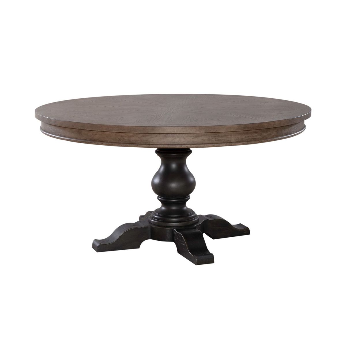 Liberty Furniture Americana Farmhouse Single Pedestal Table in Dusty Taupe & Black - Luxury Home Furniture (MI)