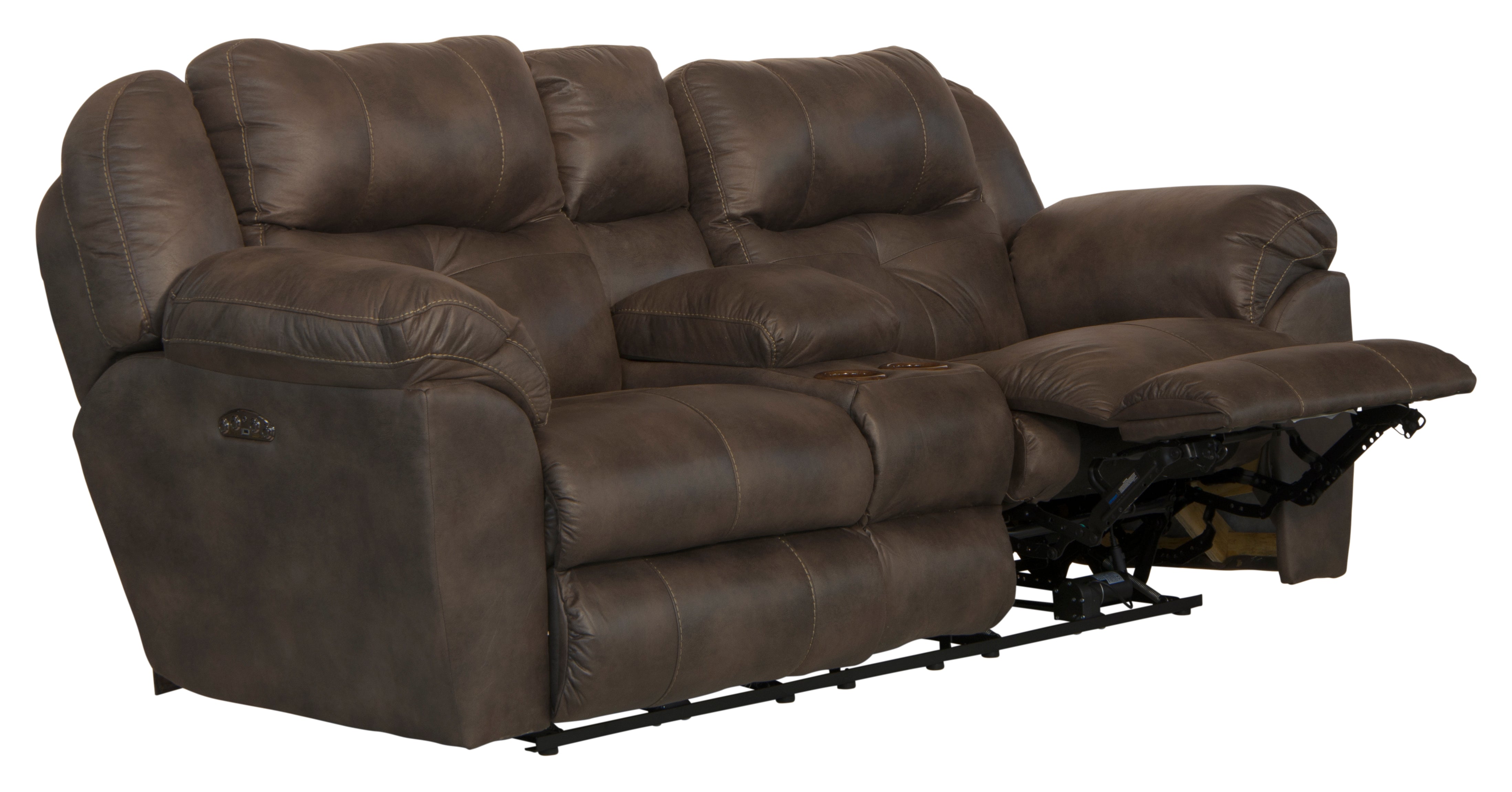 Ferrington Power Headrest Power Lay Flat Reclining Console Loveseat - Luxury Home Furniture (MI)