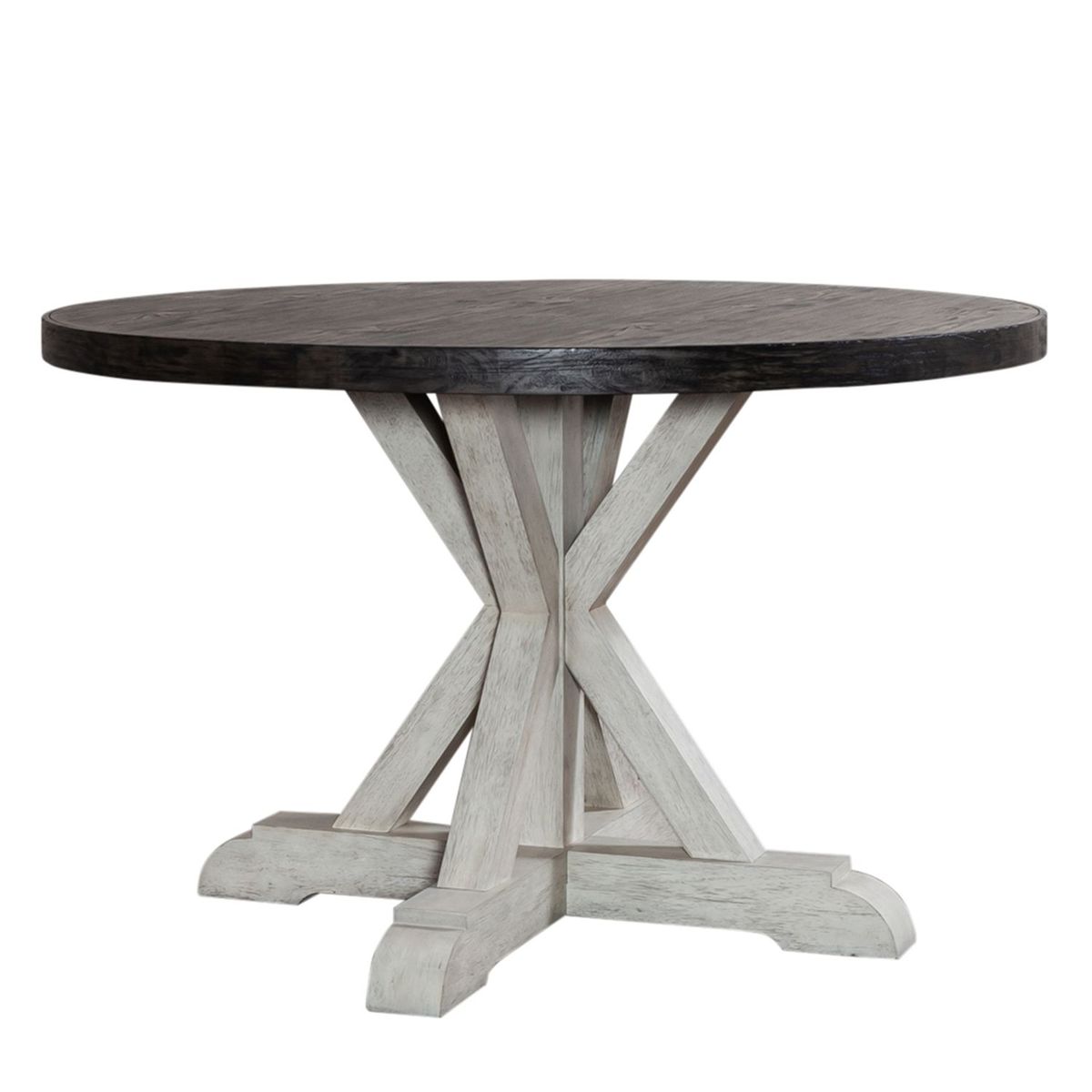 Liberty Furniture Willowrun Round Single Pedestal Table in Rustic White - Luxury Home Furniture (MI)