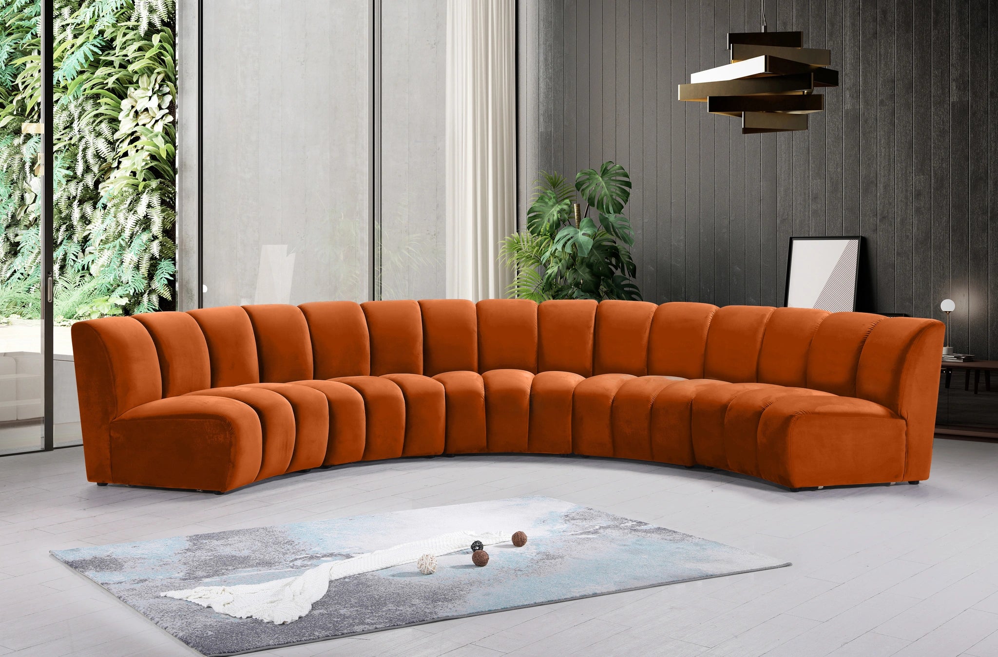 Infinity Cognac Velvet 5pc. Modular Sectional