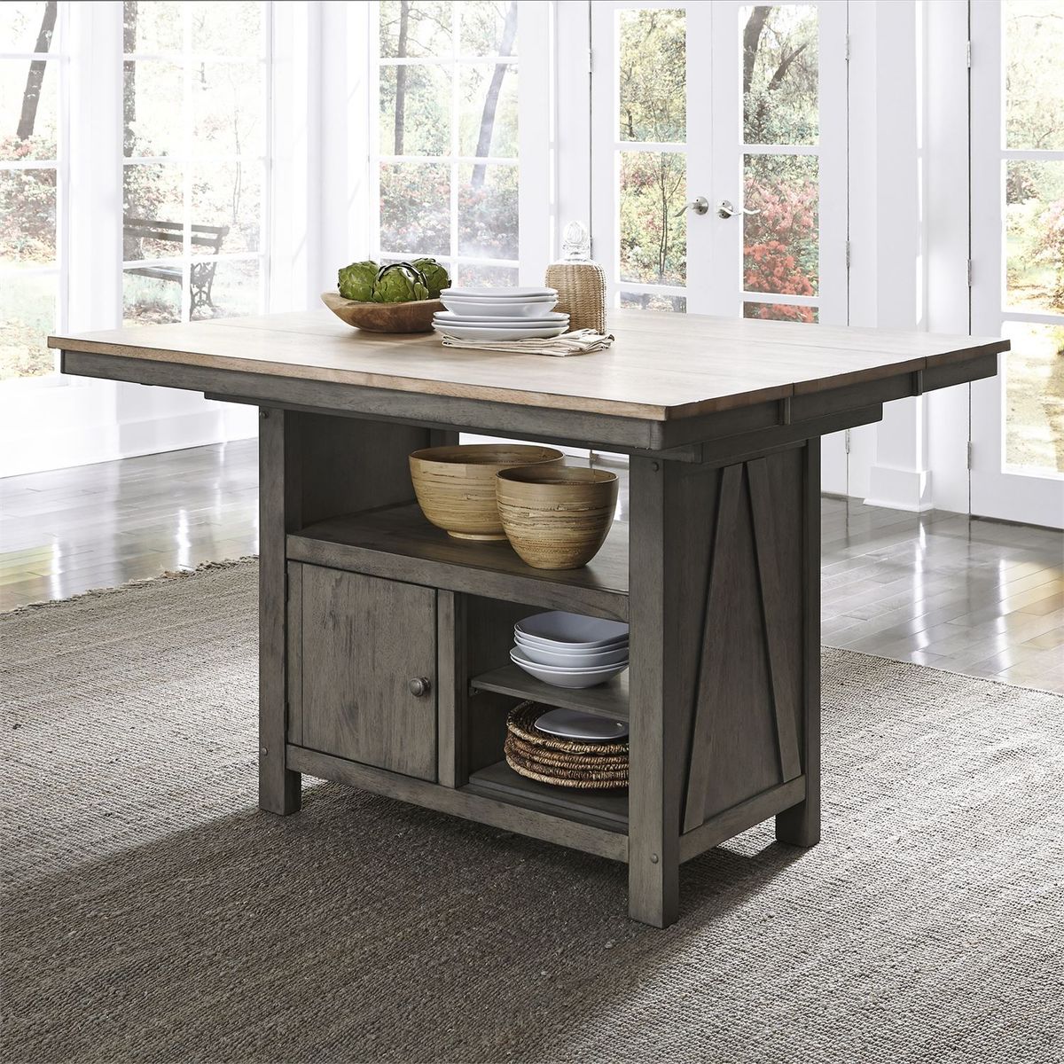 Liberty Furniture Lindsey Farm Kitchen Island in Gray and Sandstone - Luxury Home Furniture (MI)