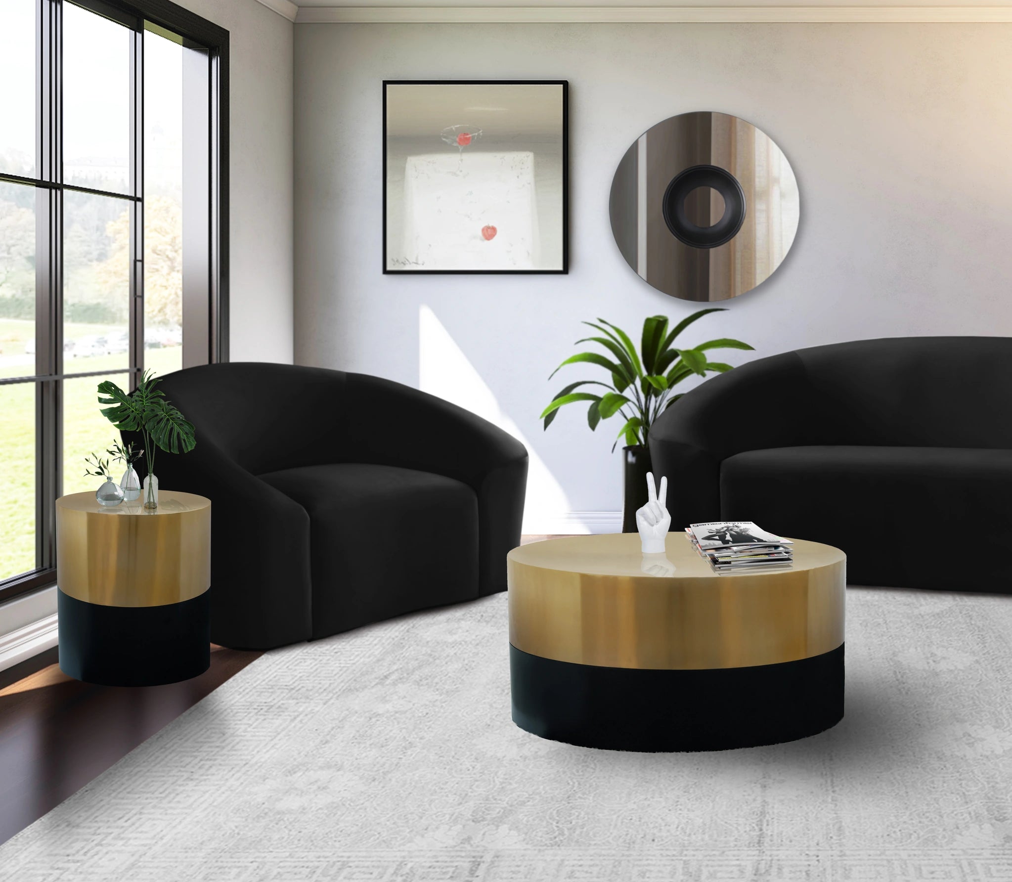 Sun Black / Gold End Table
