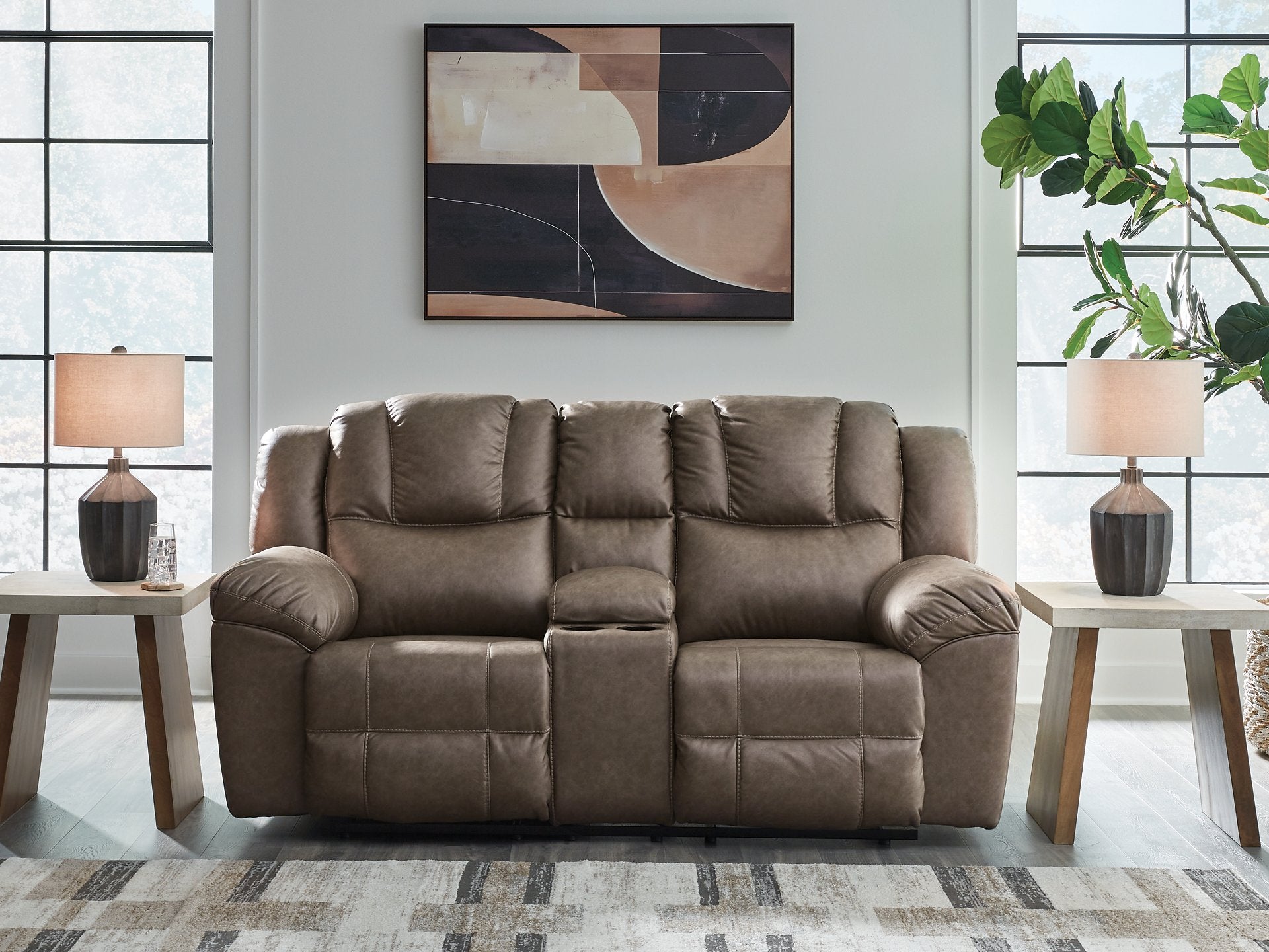 Lowilla Reclining Loveseat with Console - Luxury Home Furniture (MI)