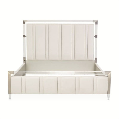 AICO Furniture Penthouse King Upholstered Platform Bed in Ash Gray - Luxury Home Furniture (MI)
