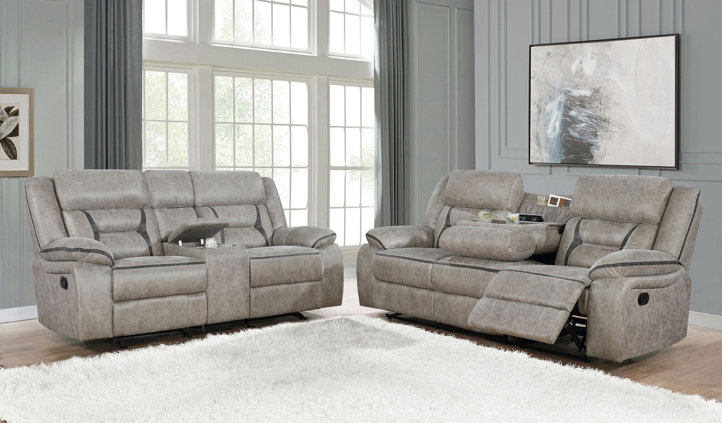 Greer Reclining Sofa Set - Luxury Home Furniture (MI)