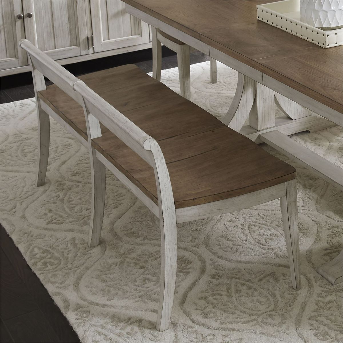 Liberty Furniture Farmhouse Reimagined Bench (RTA) in Antique White - Luxury Home Furniture (MI)