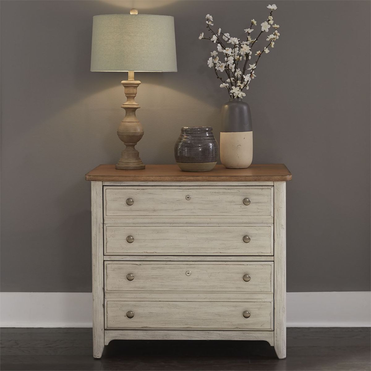 Liberty Farmhouse Reimagined Lateral File in Antique White - Luxury Home Furniture (MI)