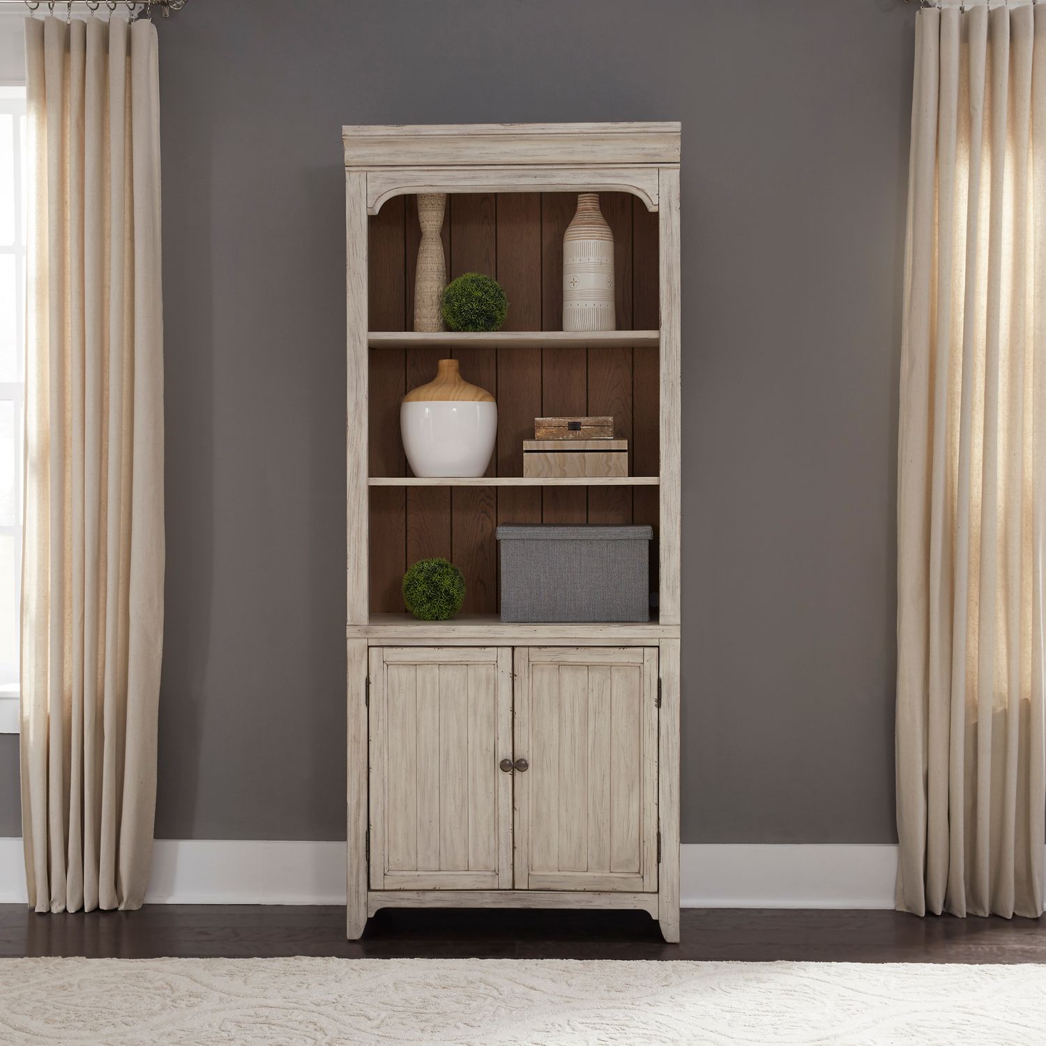 Farmhouse Reimagined Bookcase in Antique White image