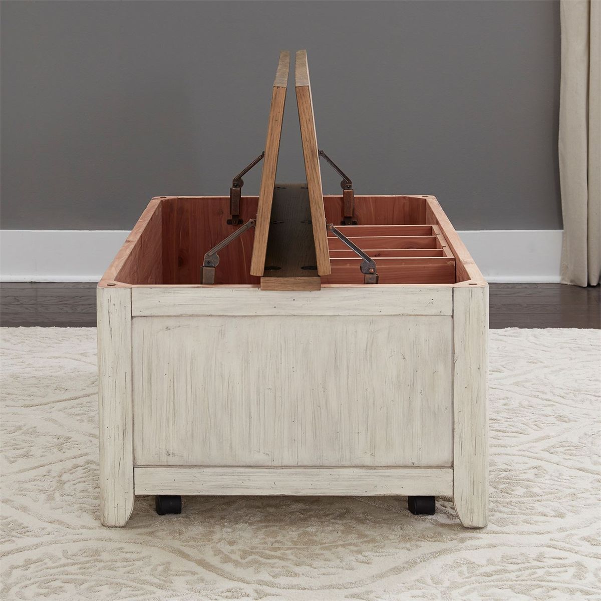 Liberty Farmhouse Reimagined Storage Trunk in Antique White - Luxury Home Furniture (MI)