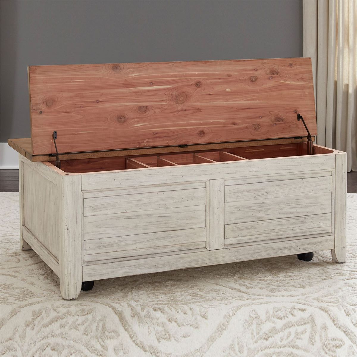 Liberty Farmhouse Reimagined Storage Trunk in Antique White - Luxury Home Furniture (MI)