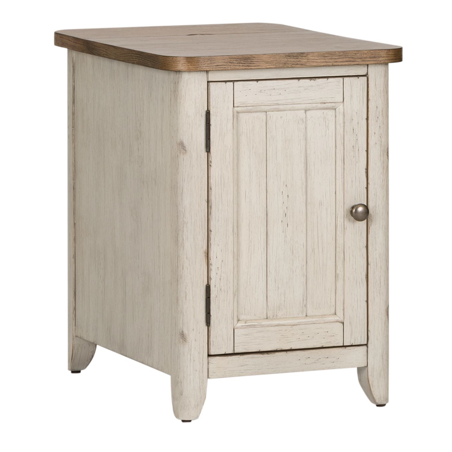 Farmhouse Reimagined Door Chair Side Table w/ Charging in Antique White - Luxury Home Furniture (MI)