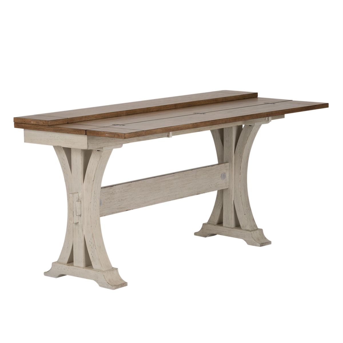 Liberty Farmhouse Reimagined Flip Lid Sofa Table in Antique White - Luxury Home Furniture (MI)