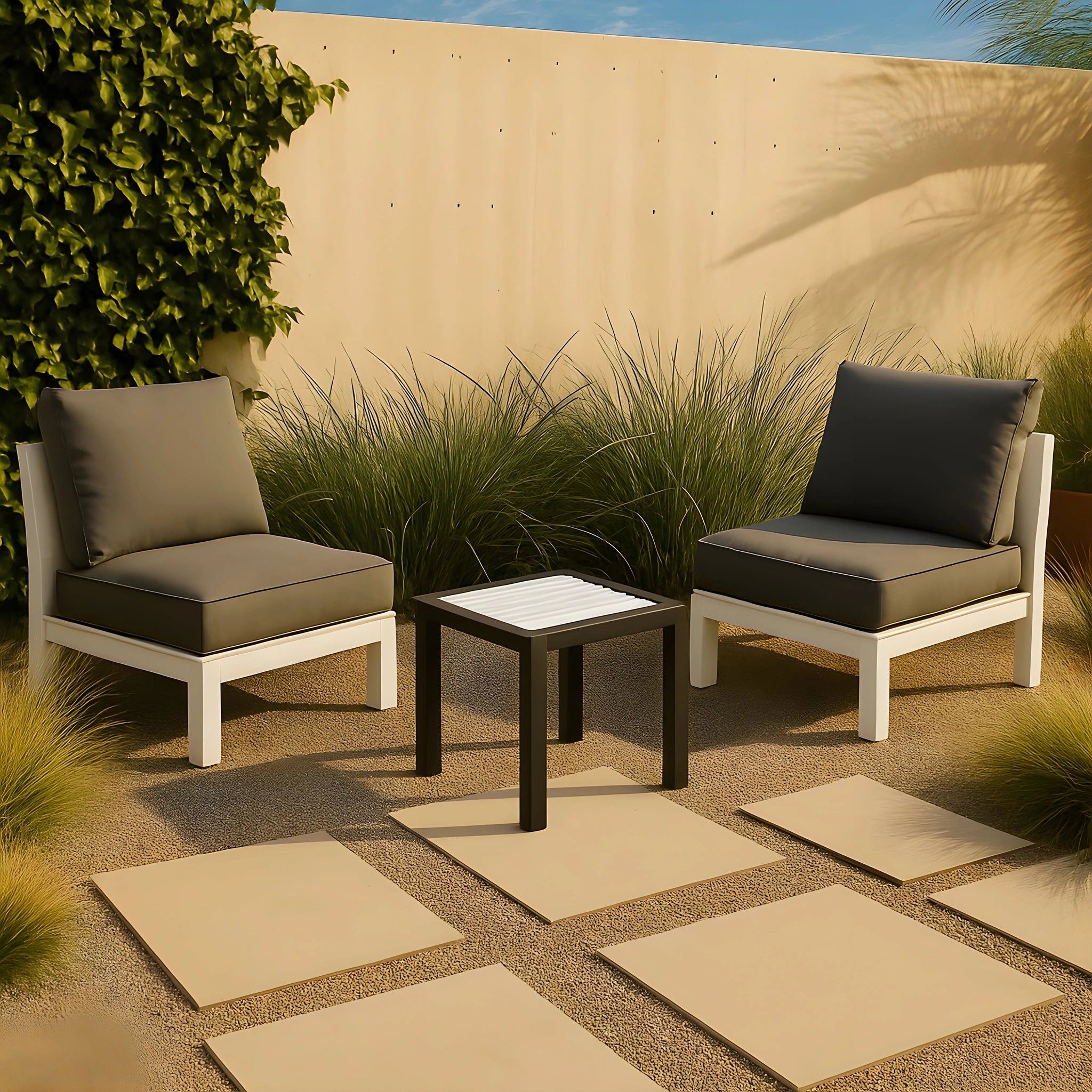 Nizuc White manufactured wood Outdoor Patio Aluminum End Table