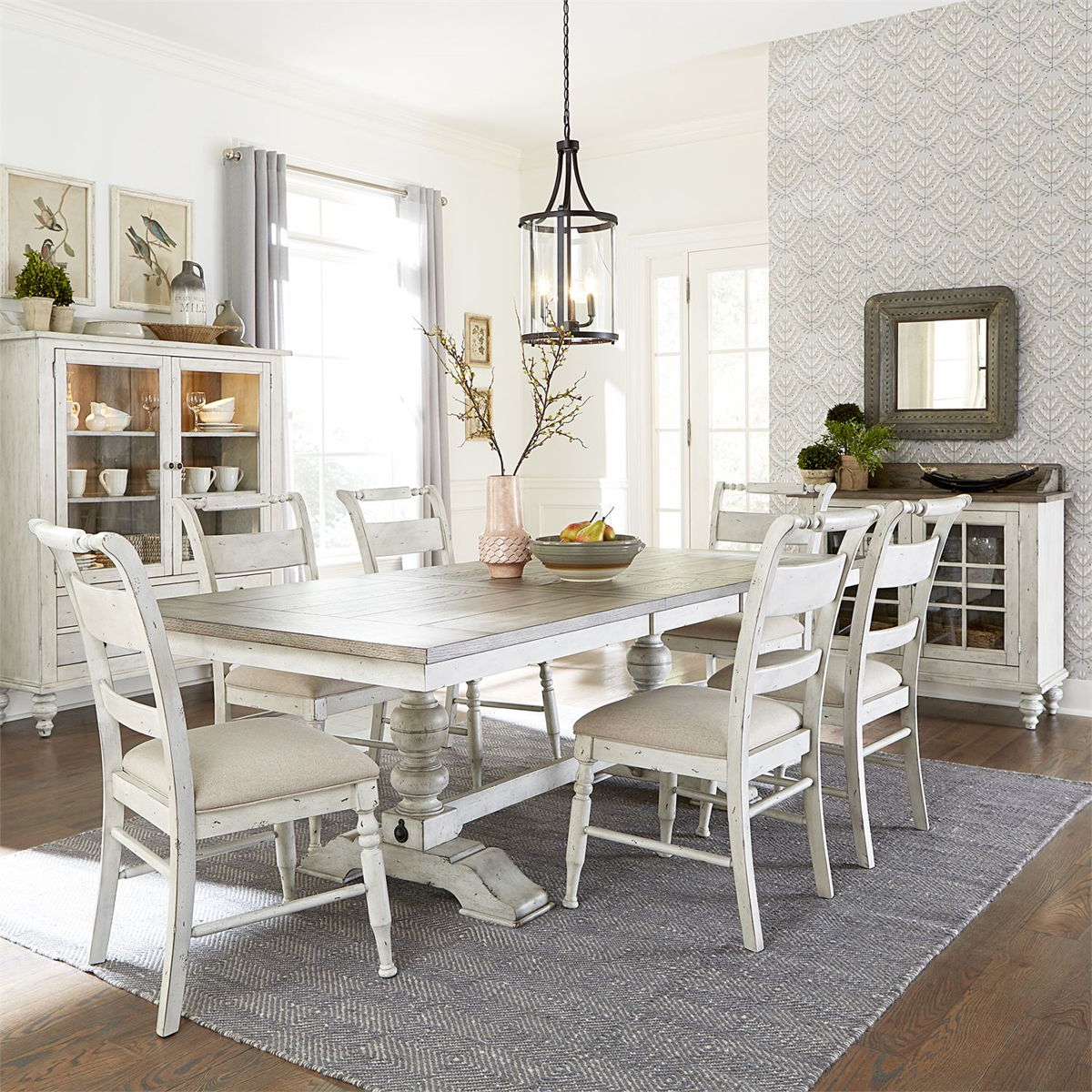 Liberty Furniture Whitney Trestle Table in Weathered Gray - Luxury Home Furniture (MI)