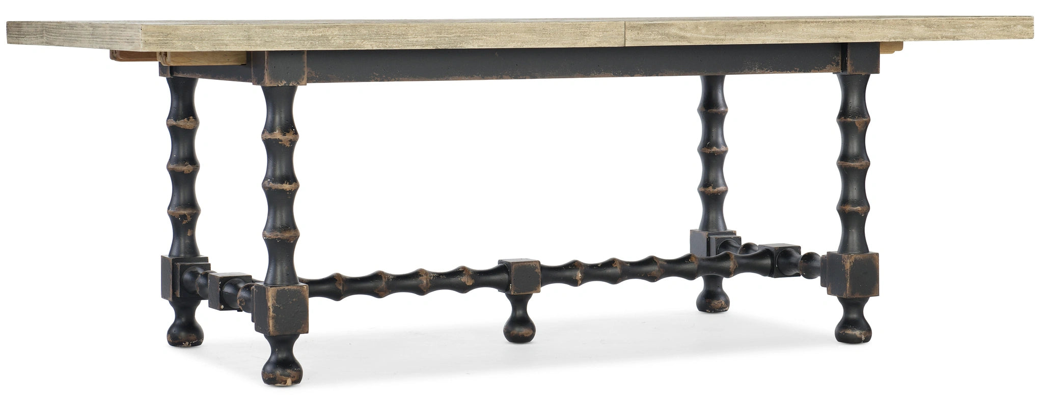 Ciao Bella 84in Trestle Table w/ 2-18in Leaves-Flaky White/Black