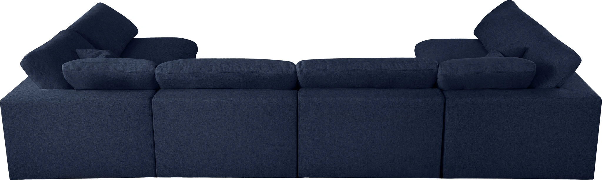 Serene Navy Linen Fabric Deluxe Cloud Modular Sectional