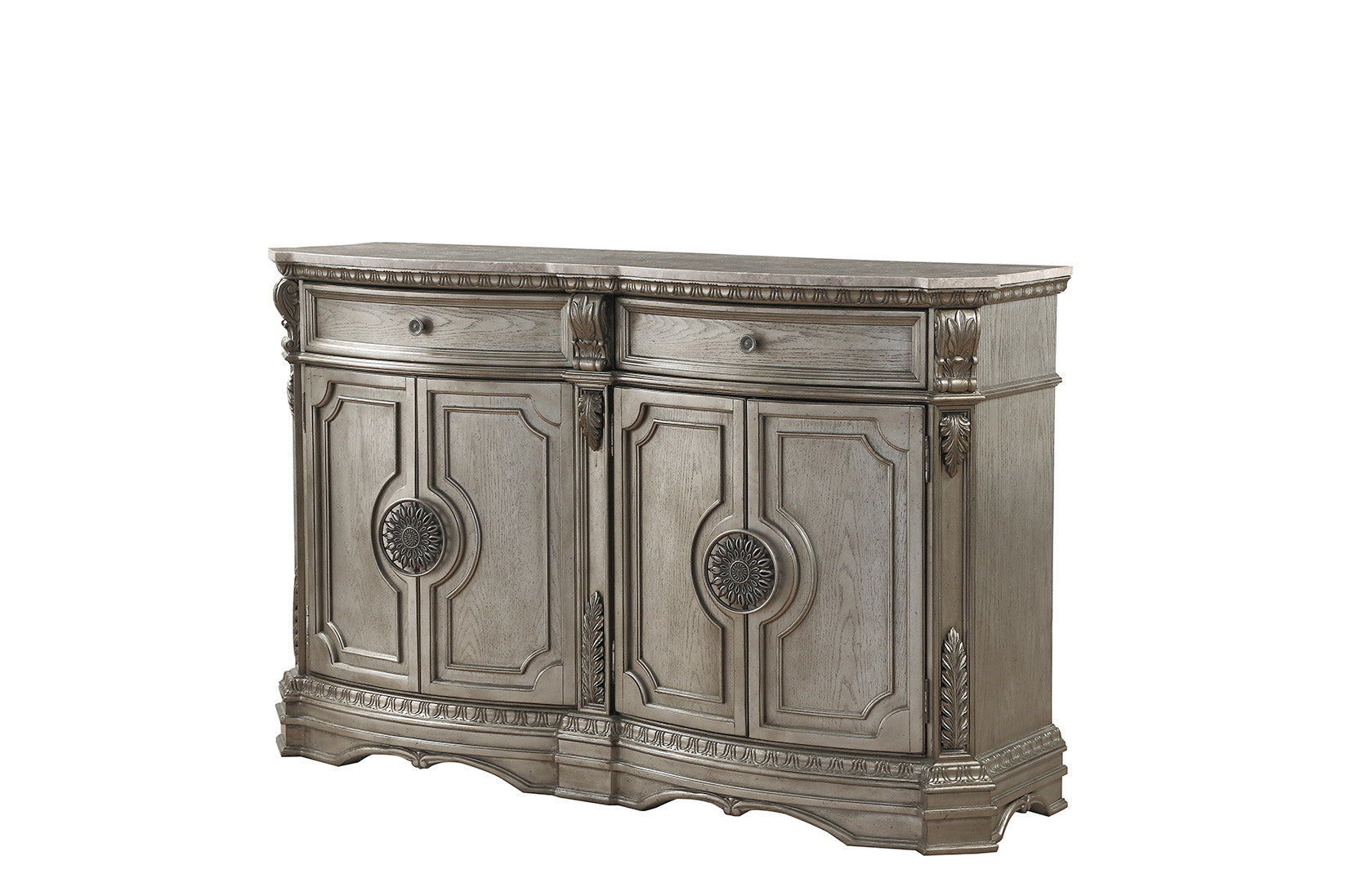 Northville Antique Silver Server (MARBLE TOP) - Luxury Home Furniture (MI)