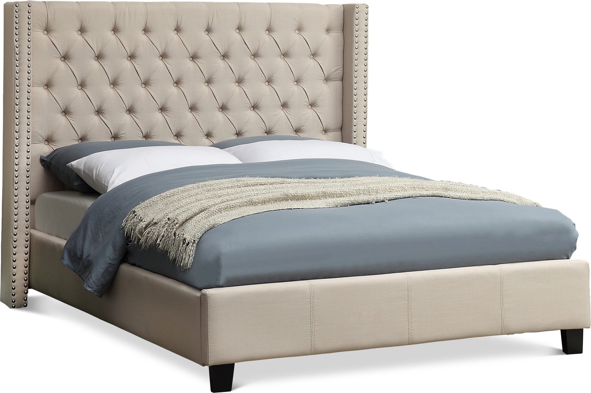 Ashton Beige Linen Queen Bed