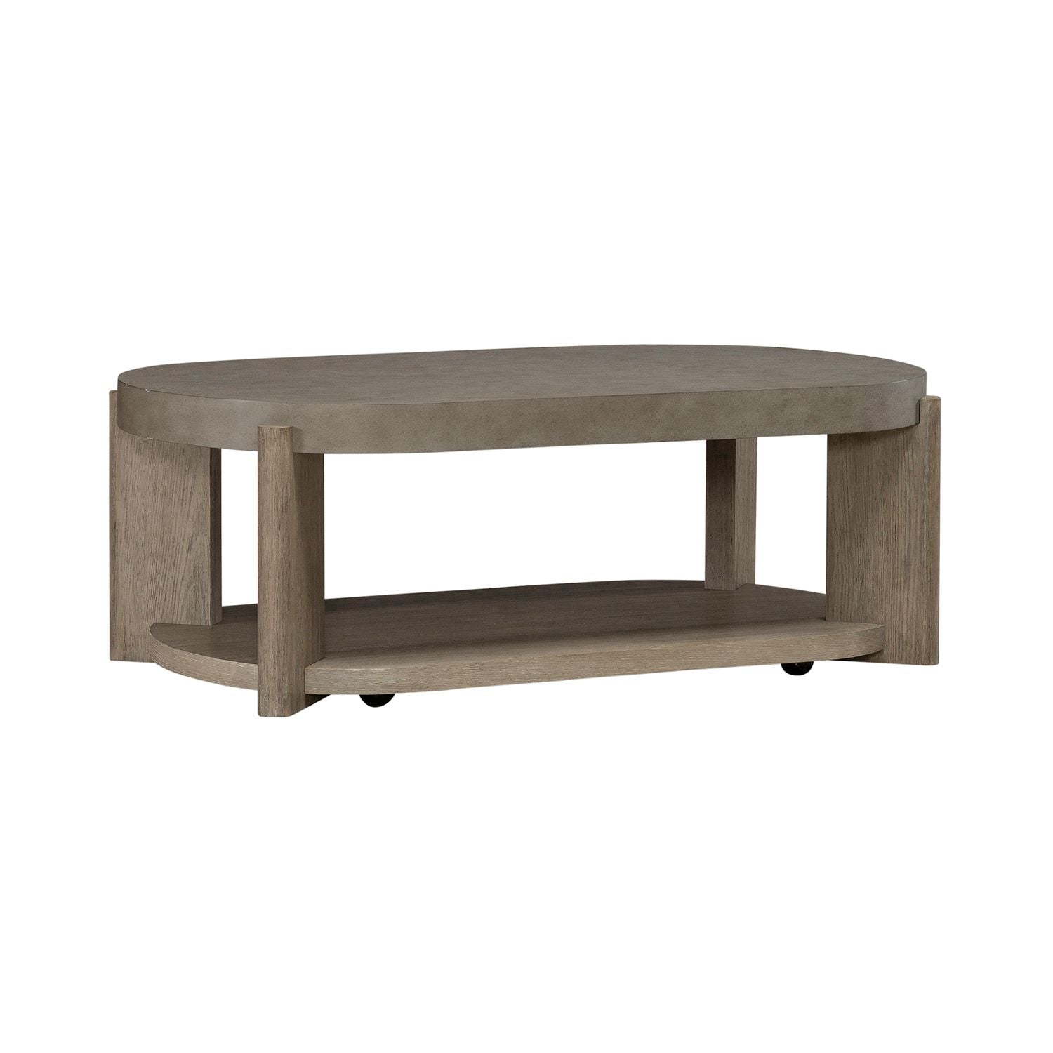 Affinity Oval Cocktail Table in Dusty Taupe with Concrete Top - Luxury Home Furniture (MI)