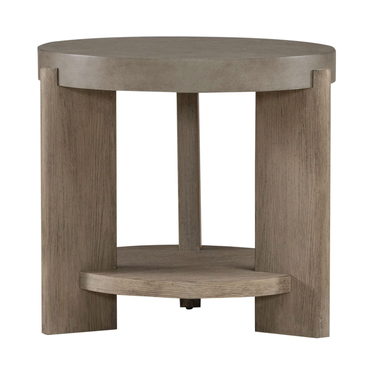 Affinity Round End Table in Dusty Taupe with Concrete Top