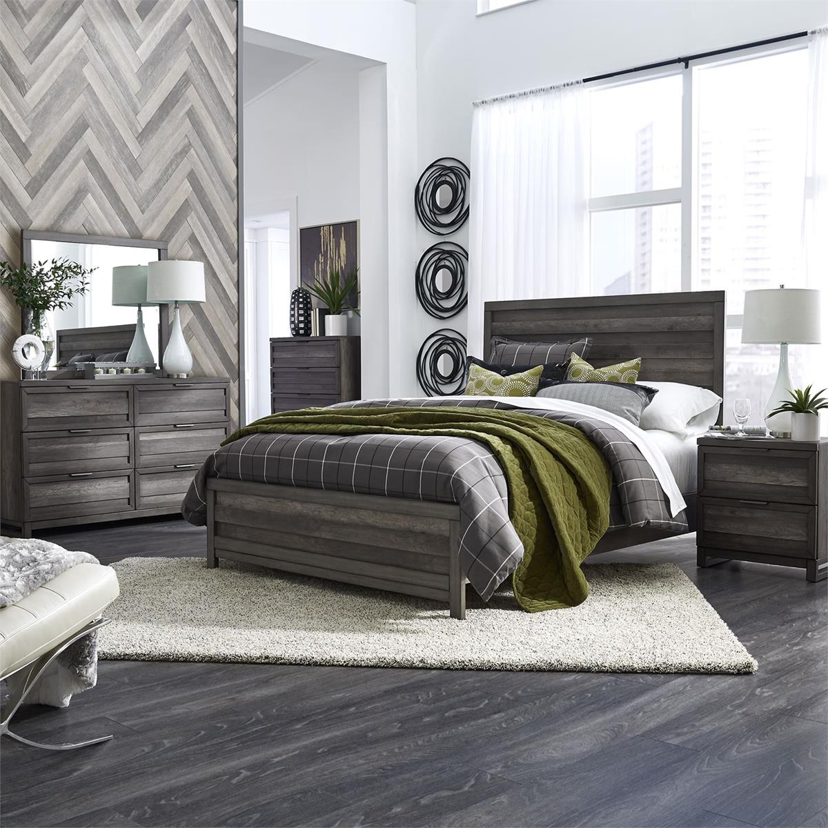 Liberty Furniture Tanners Creek King Panel Bed in Greystone - Luxury Home Furniture (MI)
