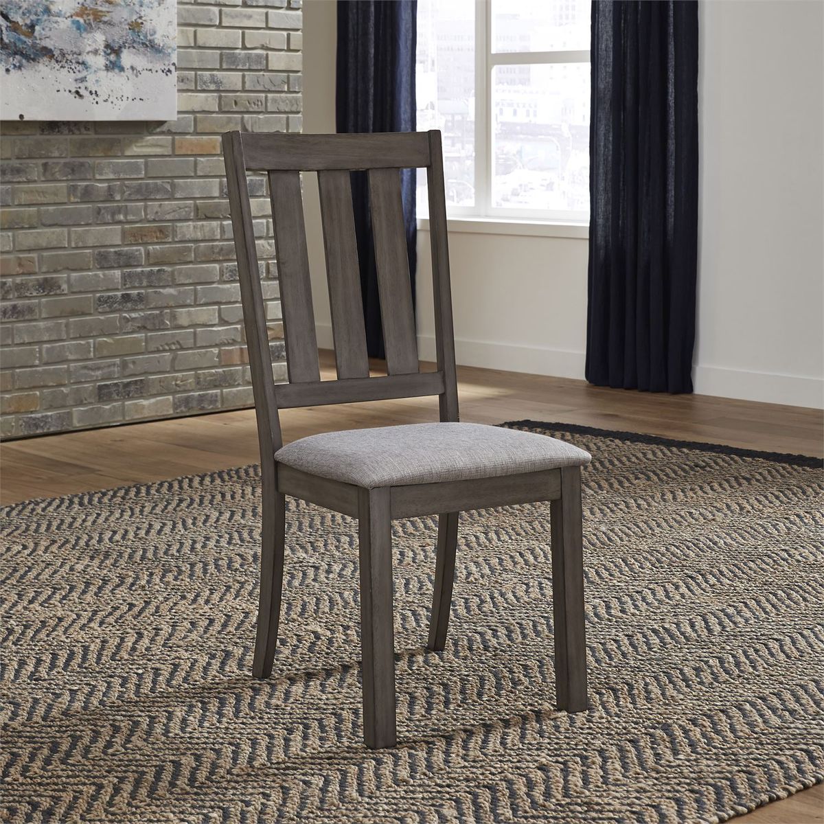 Liberty Furniture Tanners Creek Slat Back Side Chair (RTA) in Greystone (Set of 2) - Luxury Home Furniture (MI)