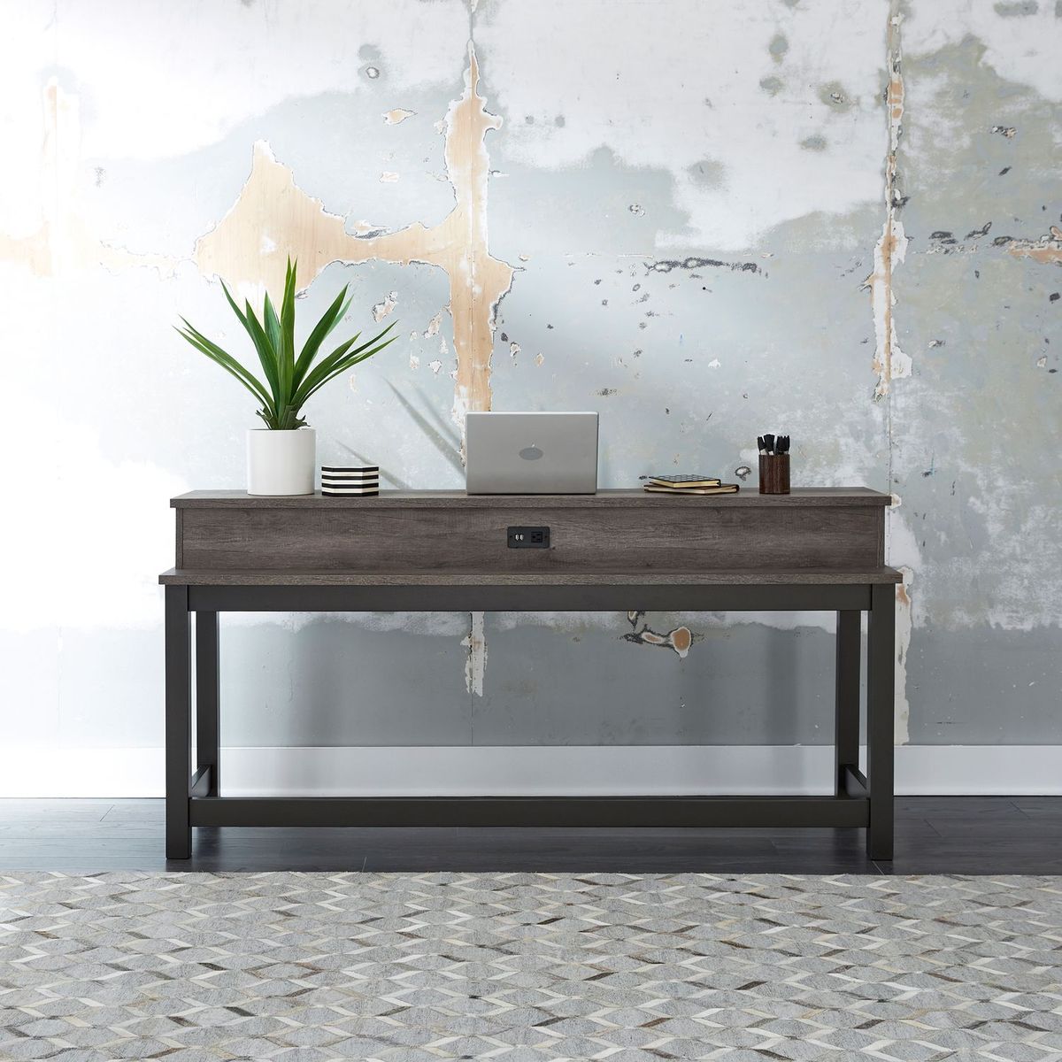 Liberty Furniture Tanners Creek Console Bar Table in Gray