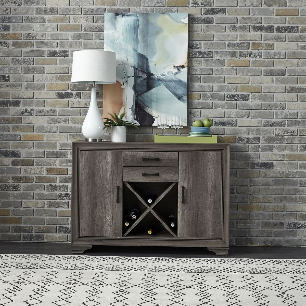 Liberty Furniture Tanners Creek Server in Greystone - Luxury Home Furniture (MI)