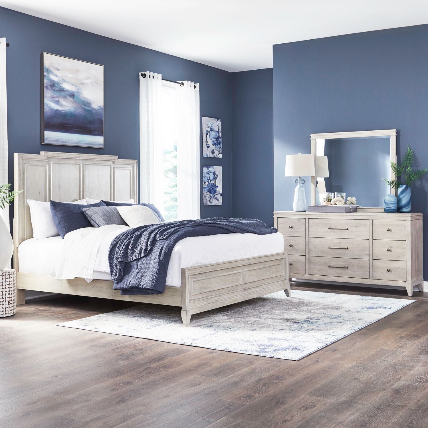 New Haven King Panel Bed, Dresser & Mirror image