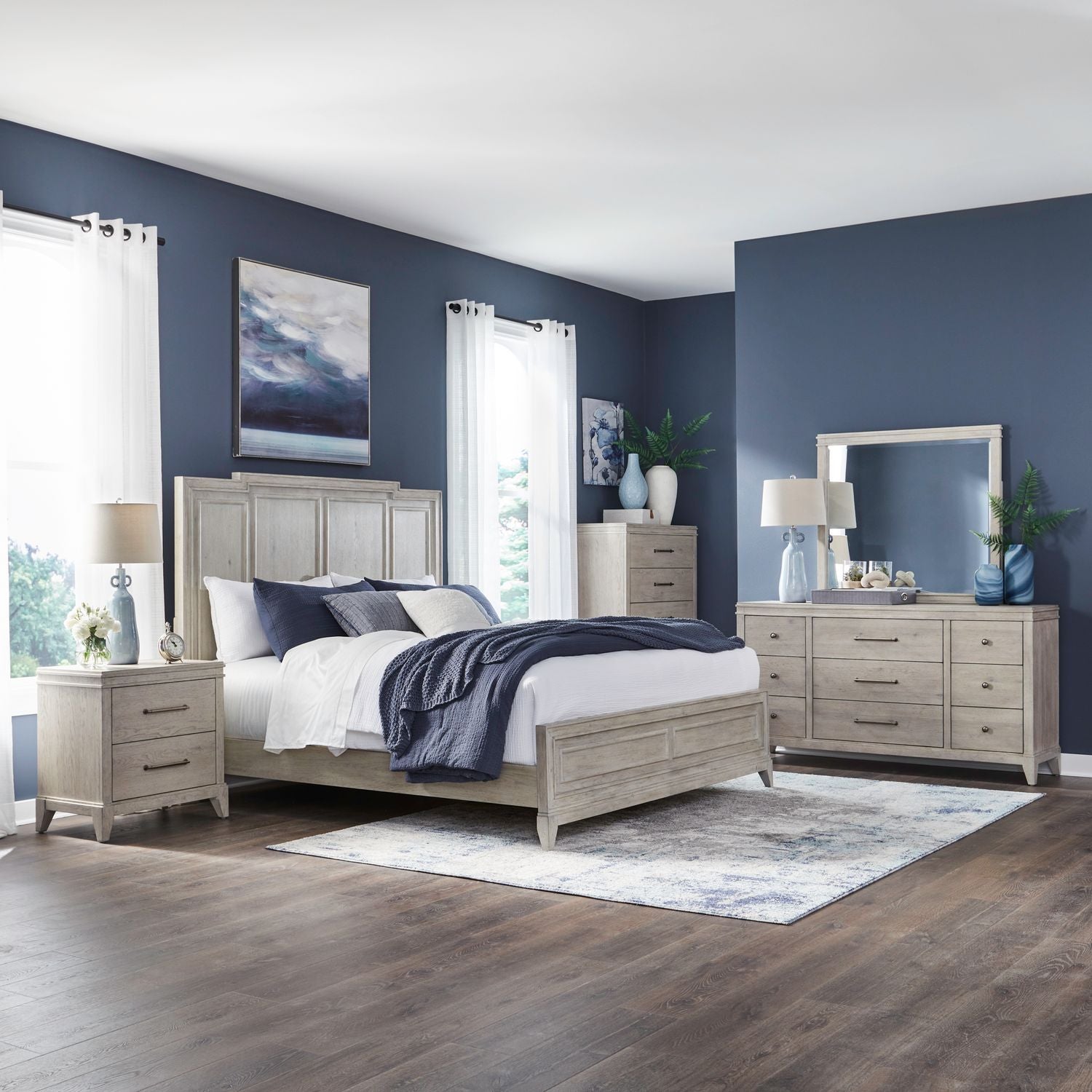 New Haven Queen Panel Bed, Dresser & Mirror, Chest, Night Stand image