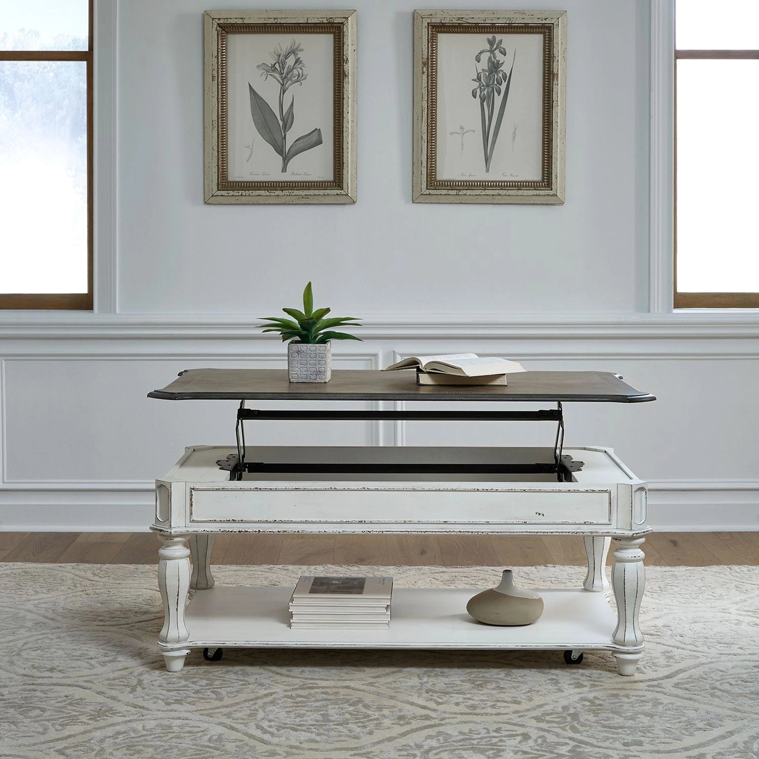 Magnolia Manor Lift Top Cocktail Table in Antique White image