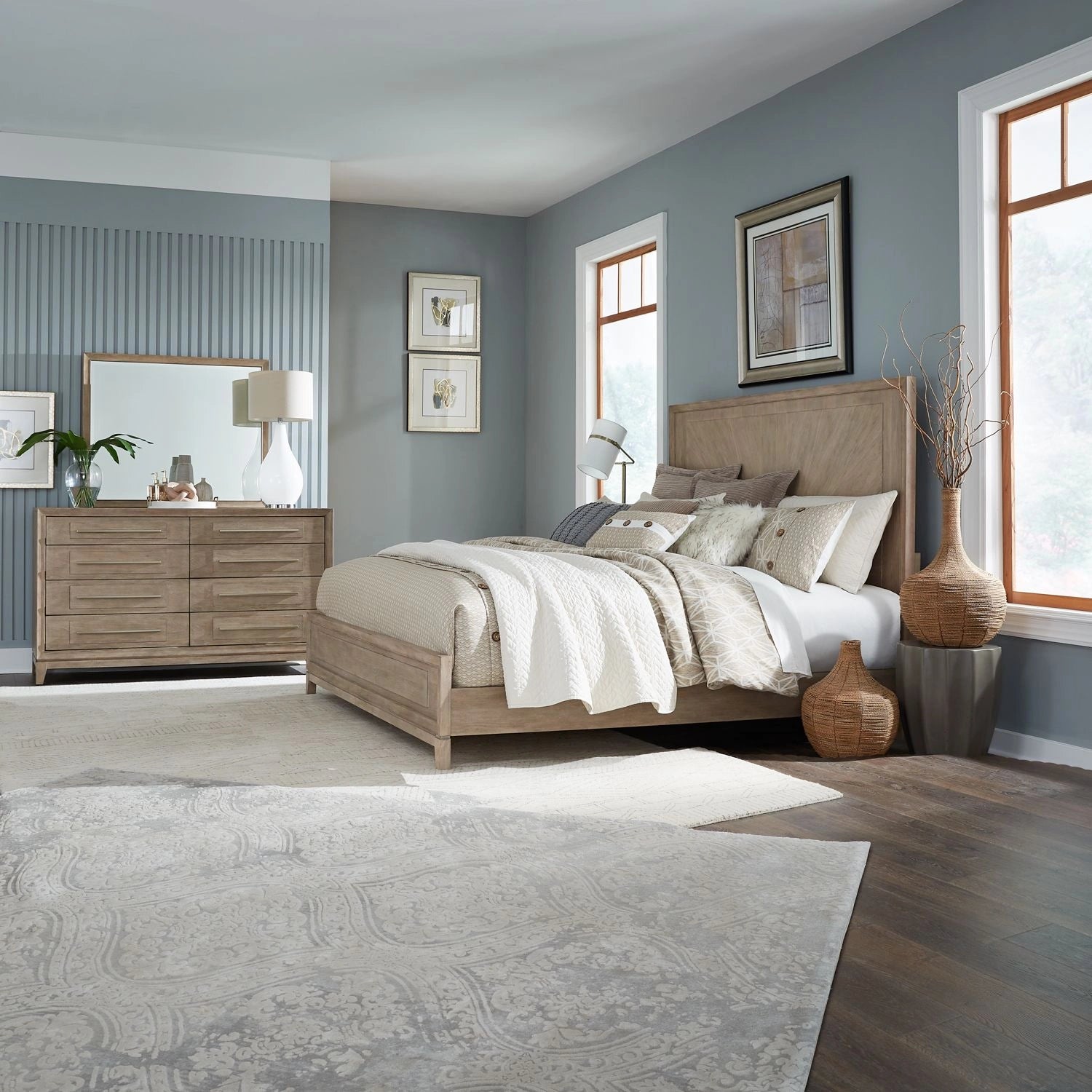 Brentwood King Panel Bed, Dresser & Mirror image