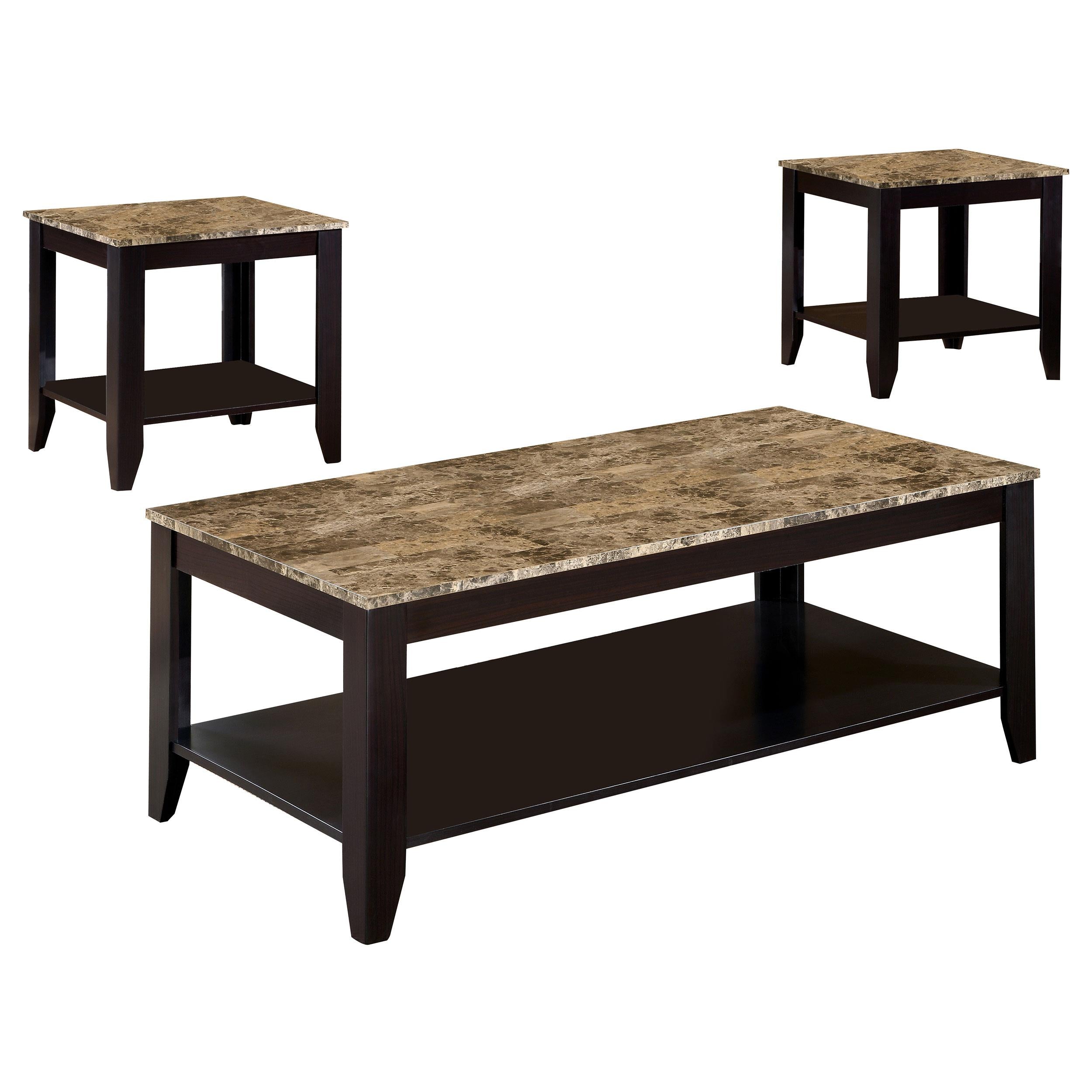 Flores 3-piece Occasional Table Set with Shelf Cappuccino - Luxury Home Furniture (MI)