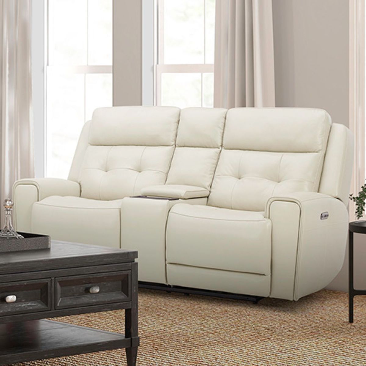 Liberty Furniture Carrington Loveseat w/Console P3 & ZG in Baja Stone - Luxury Home Furniture (MI)