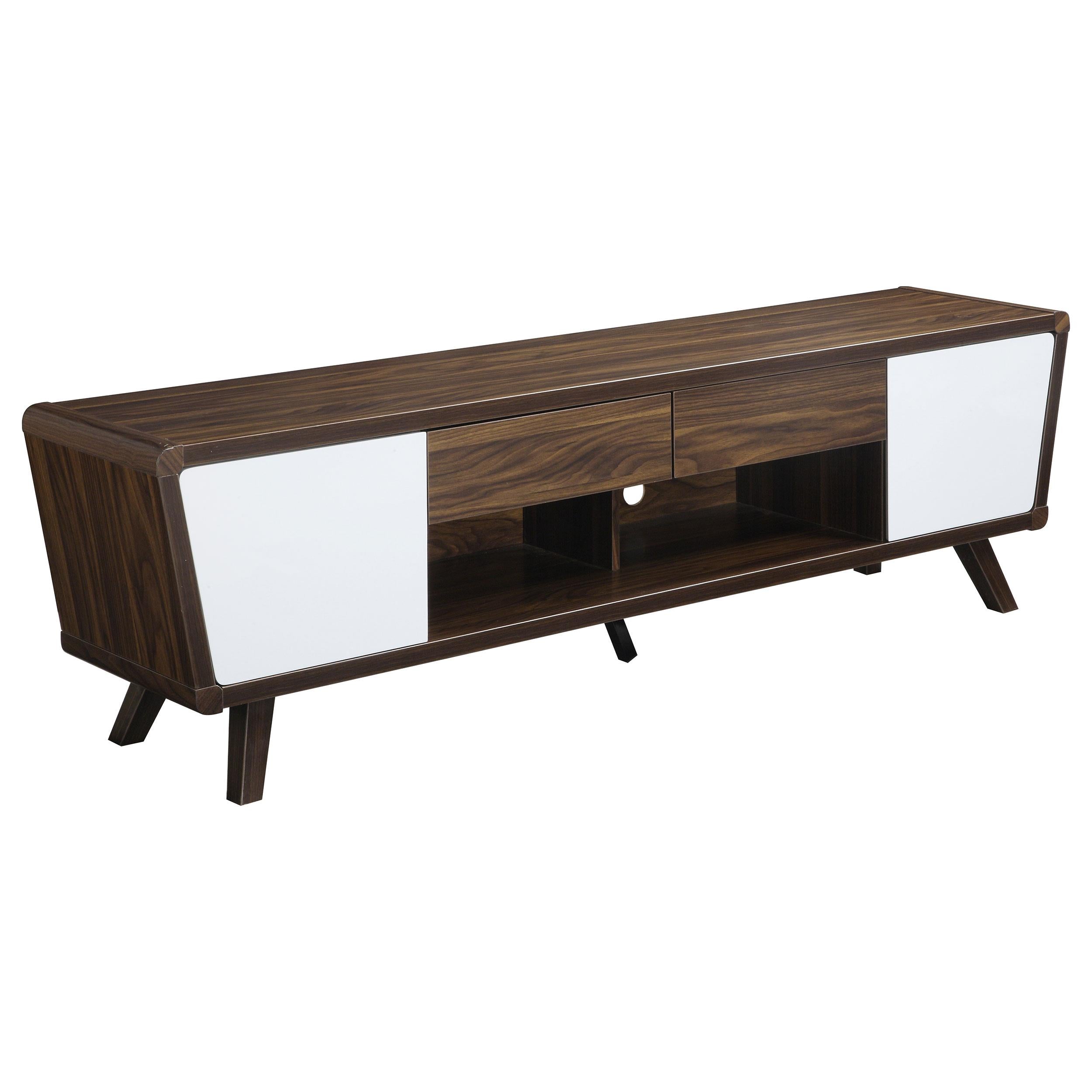 Alvin 2-drawer TV Console Dark Walnut and Glossy White - Luxury Home Furniture (MI)