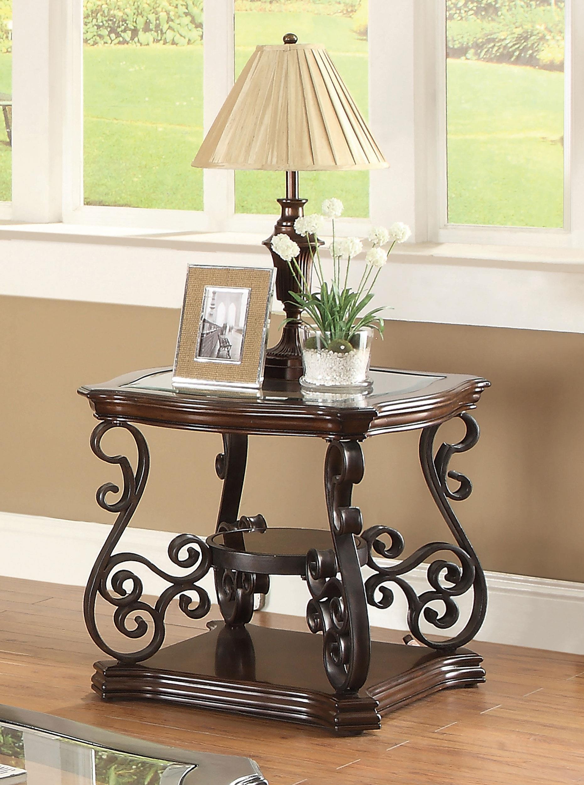 Laney End Table Deep Merlot and Clear - Luxury Home Furniture (MI)