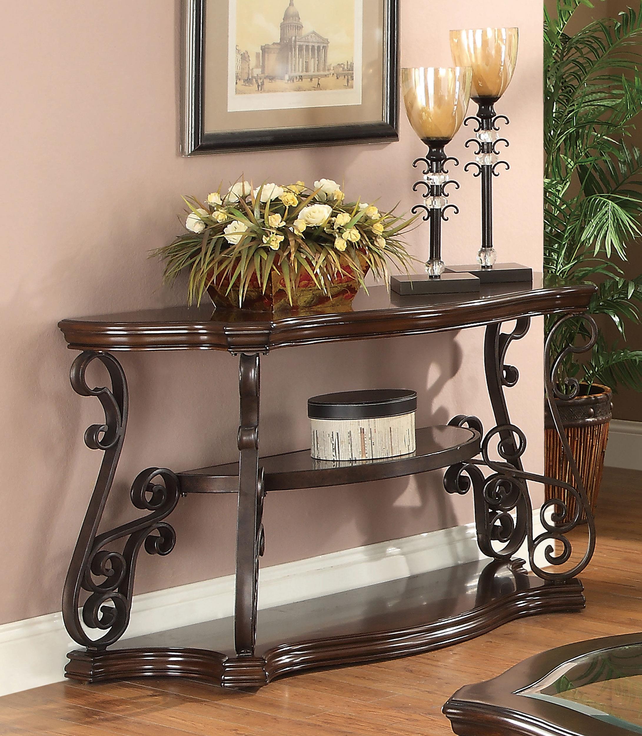 Laney Sofa Table Deep Merlot and Clear - Luxury Home Furniture (MI)
